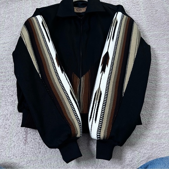 Buffalo Nickel Southwest Bald Eagle Cropped Bomber Jacket Black Western Size XS - Picture 11 of 14